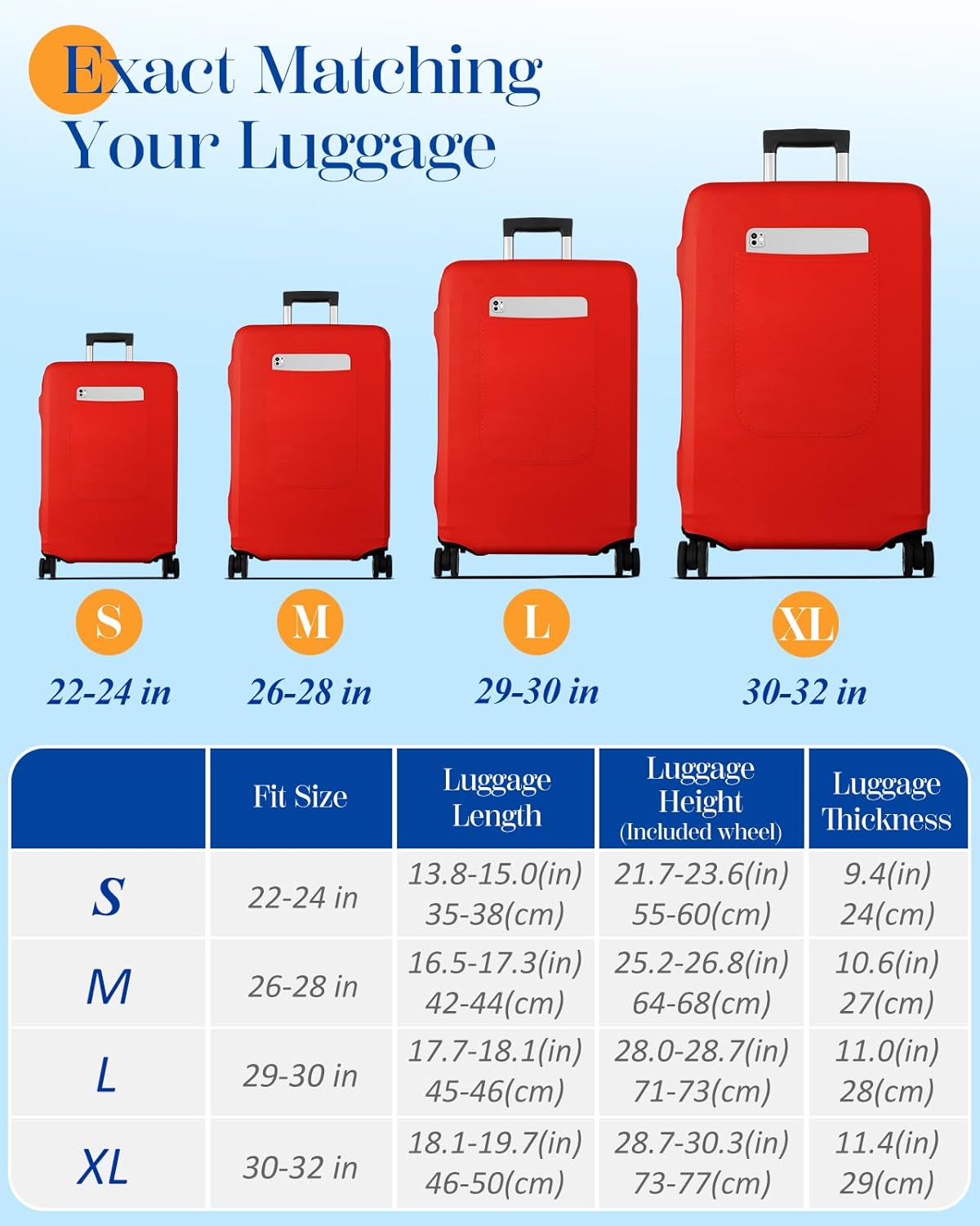 Slohif Luggage Cover for Suitcase Tsa Approved Protector - Luggage Sleeve Suit Case Cover Travel Stretch Large Baggage Case Protective Washable Fit 26-28 Inch Red