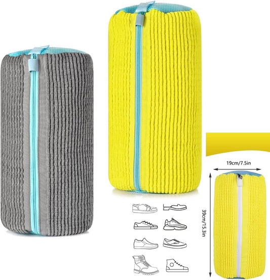 Shoe Cleaning Bags2-Pack Shoe Washing Machine Bags - Universal Laundry Shoe Cleaning Bags for Washer & Dryer, Fits All Shoe Types (Yellow)