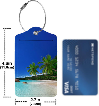 Summer Sea Wind Luggage Tags for Suitcases,2 Pack Luggage Tag, Leather Stainless Steel Loop Label Tag for Women Girl Travel Bag Suitcase