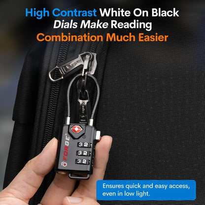TSA Approved Cable Luggage Locks, 6 Pack, Easy Read Dials with Alloy Body
