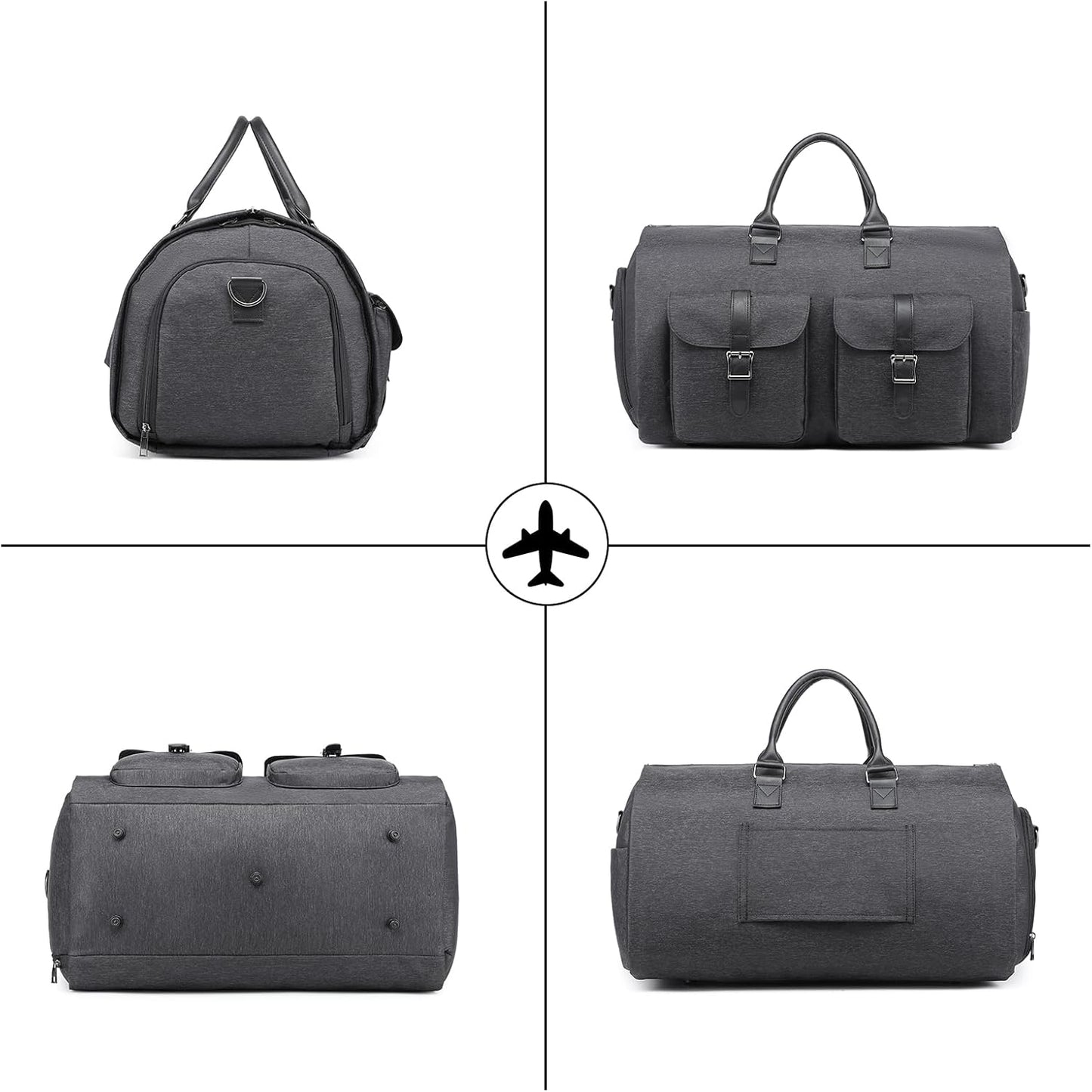 seyfocnia Convertible Travel Garment Bag,Carry on Garment Duffel Bag for Men Women - 2 in 1 Hanging Suitcase Suit Business Travel Bag
