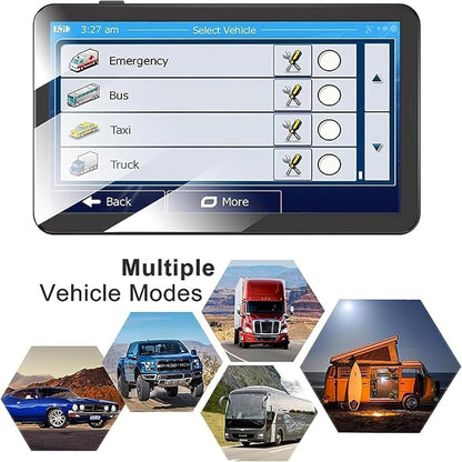 2025 Car GPS Navigator 2.5D Touchscreen 7inch Car GPS, Truck GPS Commercial Drivers,Real Voice prompts Turn Direction， Speed Limit Warning Speed Camera Alert, Lane Guidance Assist, POI