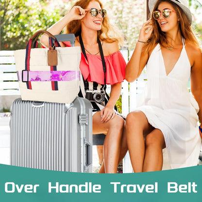 Slohif Luggage Straps for Suitcases Travel Belt Accessories Luggage Connector Identifiers Over Handle with Buckle Unique Nylon Adjustable Strap for Sleeping Bag Car Seat Deep Purple Marble (2 Pack)