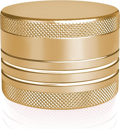 Small Pill Box, Portable Daily Box, Aluminium Alloy Round Container for Pills, Pocket Case (Gold)