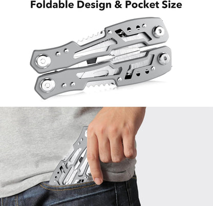 14-In-1 Multitool Pliers，Premium Portable Multi Tool ，with Safety Locking Professional Stainless Steel Multitool Pliers Pocket Knife,Apply to Survival, Camping, Gifts for Dad Husband Boyfriend