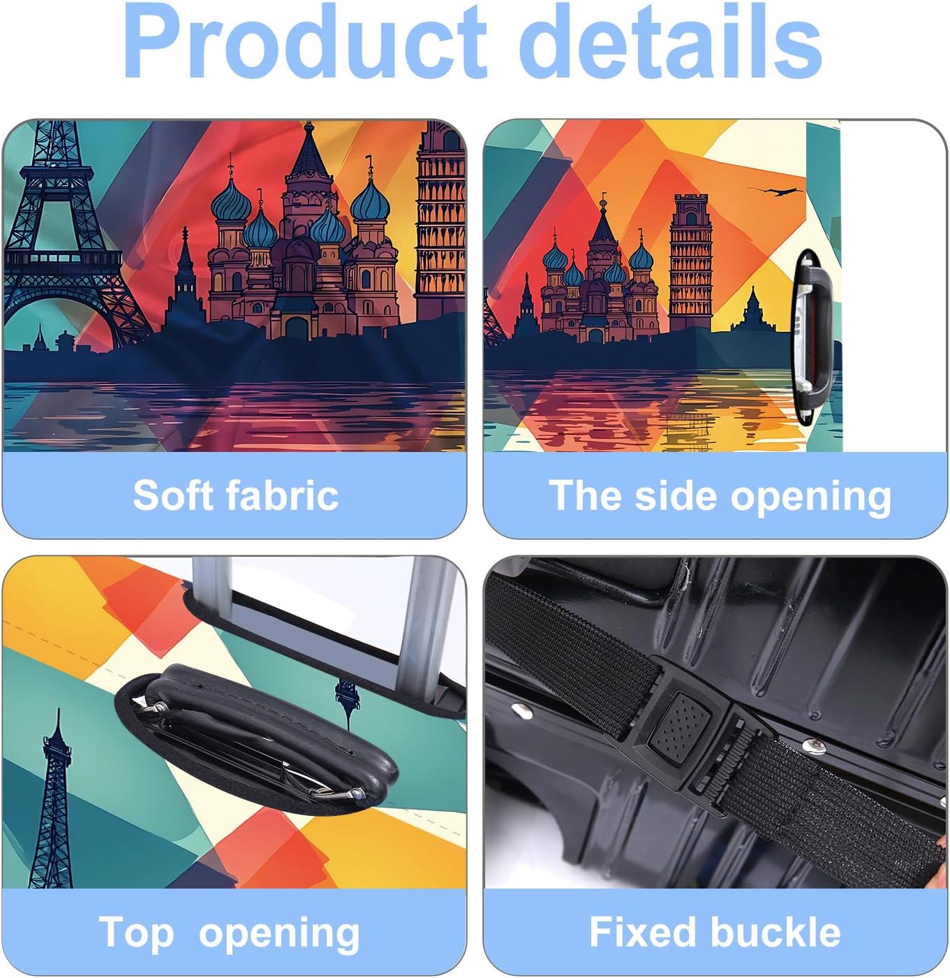 Luggage Cover Washable Suitcase Protector Anti-Scratch,Stretchable Fit for 20-34Inch Luggage Durable Travel Bag Cover with Zipper Closure (Travel-1, L(fits 28-30Inch suitcase))