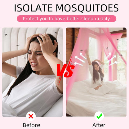 4 Corners Mosquito Net for Mosquiteros para Camas Bed Canopies Netting Bed Drapes Rectangular Mosquito Mesh for Camping Home Outdoor Travel(Pink,L75 X W47 X H59 Inch,Opening)