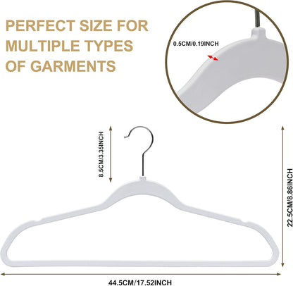 Quality Hangers Clothes Hangers 200 Pack - Non-Velvet Plastic Hangers for Clothes, 17.5 inch Coat Hanger Set -Space-Saving Closet Hangers with Chrome Hook, Functional Non-Flocked Hangers, Cream White