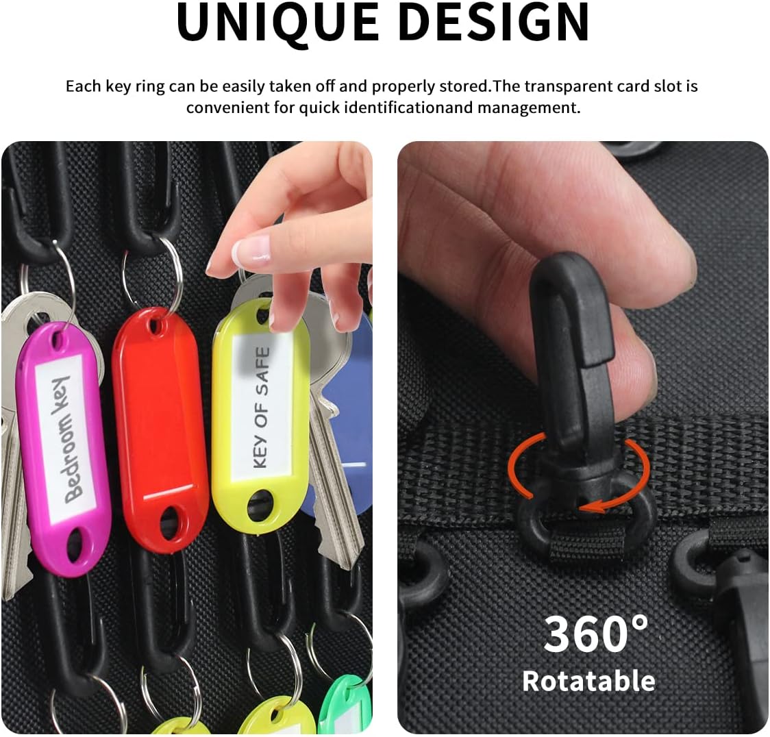 Sdstone 54 Hooks Portable Zippered Key Organizer,Fireproof and Waterproof Key Case,Portable Manager & Landlord Zipper Key Binder For Real Estate Sales,Hotel Executives, Car Service(Brown)