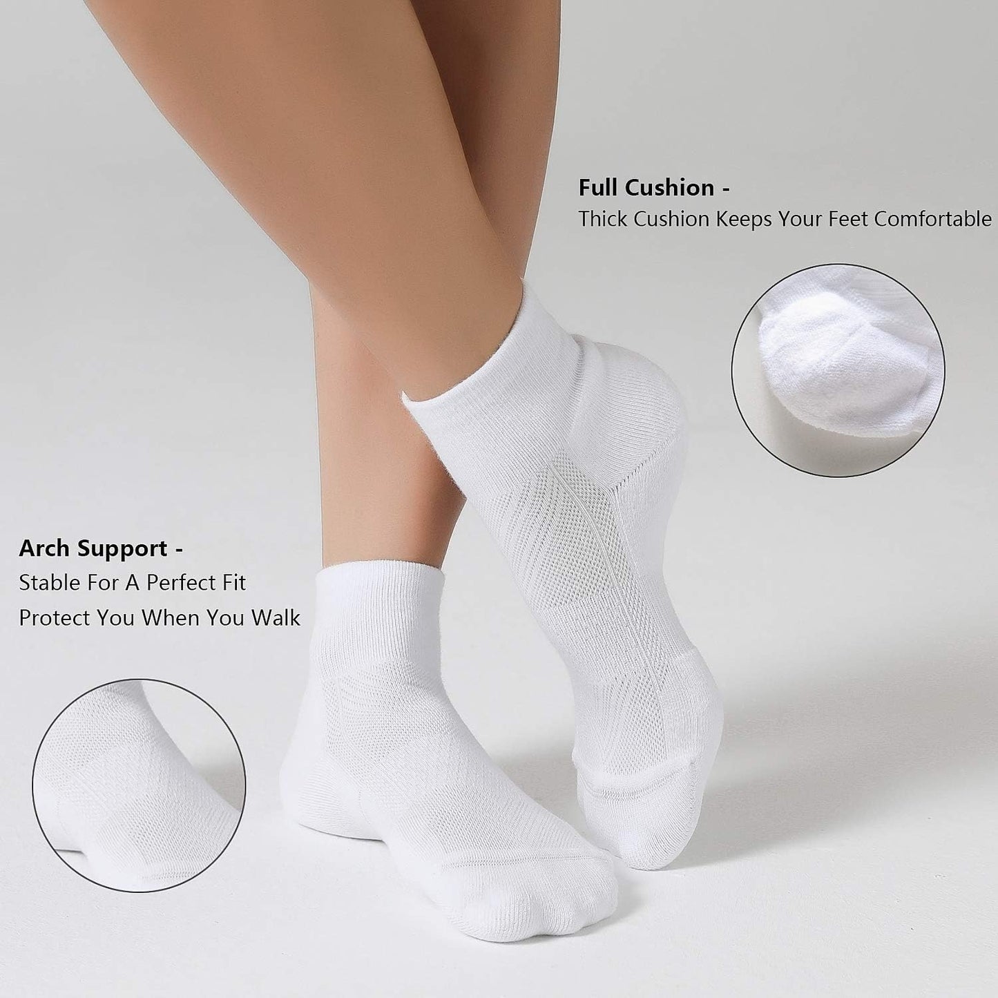 CS CELERSPORT 6 Pairs Women's Running Ankle Socks Athletic Sport Socks Cushioned