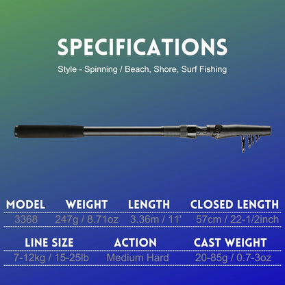 Whistytwig Telescopic Fishing Rod - Versatile Retractable Telescoping Fishing Pole, Collapsible Fishing Rod, Ideal Travel Rod