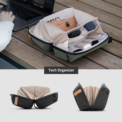 PGYTECH Travel Tech Organizer, Waterproof Tech Pouch, Electronics Accessories Organizer Travel Carrying Case, Organizer Bag for Cables, Cord, Phone Batteries, Charger,Photography SD Card, Black