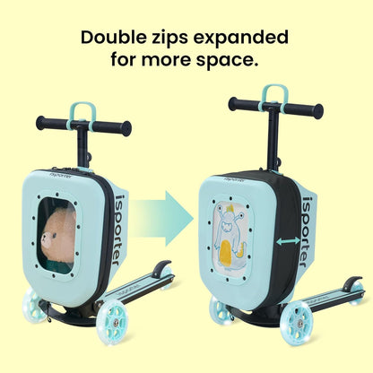 iSporter Luggage Scooter for Kids Ages 2-5 | Ride-On Suitcase Scooters for Boys Girls | Foldable & Height Adjustable, 110lbs Max