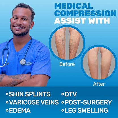 ABSOLUTE SUPPORT Cotton Compression Socks for Women & Men 20-30 mmhg Knee High