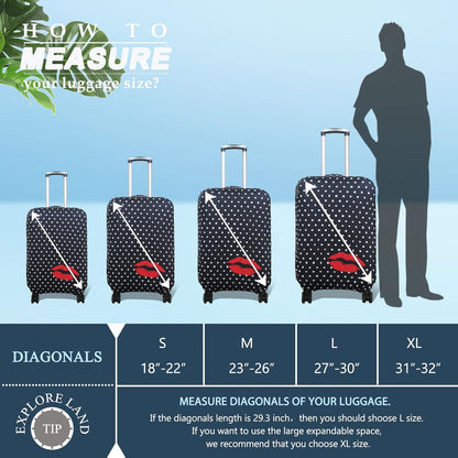 Explore Land Travel Luggage Cover Suitcase Protector Fits 31-32 Inch Case (Polkadot, XL)