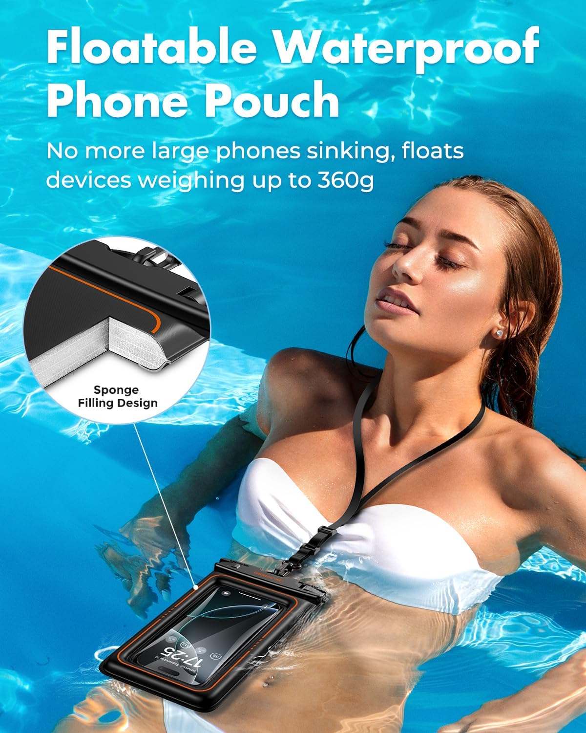 UNBREAKcable Floating Waterproof Phone Pouch 2 Pack, IPX8 Waterproof Phone Case Dry Bag Kayak/Beach/Cruise Travel Essentials, Water Proof Pouch for iPhone 16 15 Pro Max, Samsung S25 Ultra S24 S23-7