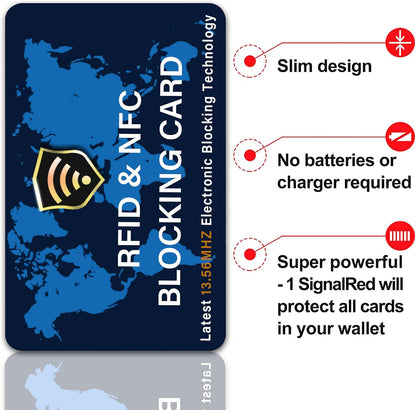 SaiTech IT 2 Pack RFID Blocking Card NFC Contactless Debit/Credit Card ATM Passport Protector ideal for Men & women slim with World map design perfectly fit in wallet - Blue