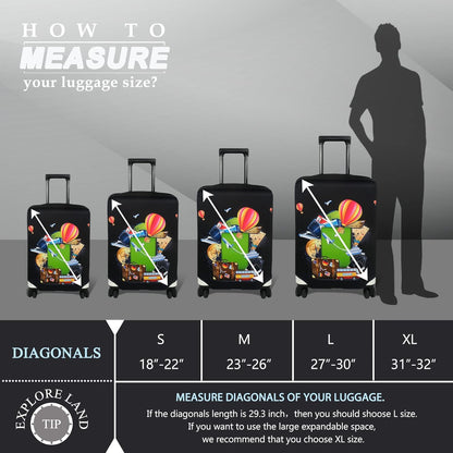 Explore Land Luggage Cover Suitcase Protector Fits 23-26 Inch Case (Travel, M)