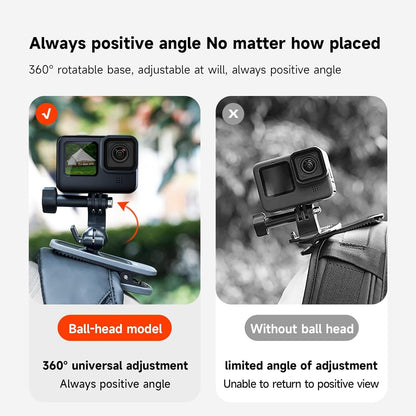 TELESIN Magnetic Mount, 360° Rotating Backpack Clip with Phone Holder for Go Pro iPhone Accessories for Hero 13 12 11 10 Akaso Insta360 X5 X4 X3 Ace Pro 2 DJI Action 5 Pro 4 3 Pocket 3 Bike Motorcycle
