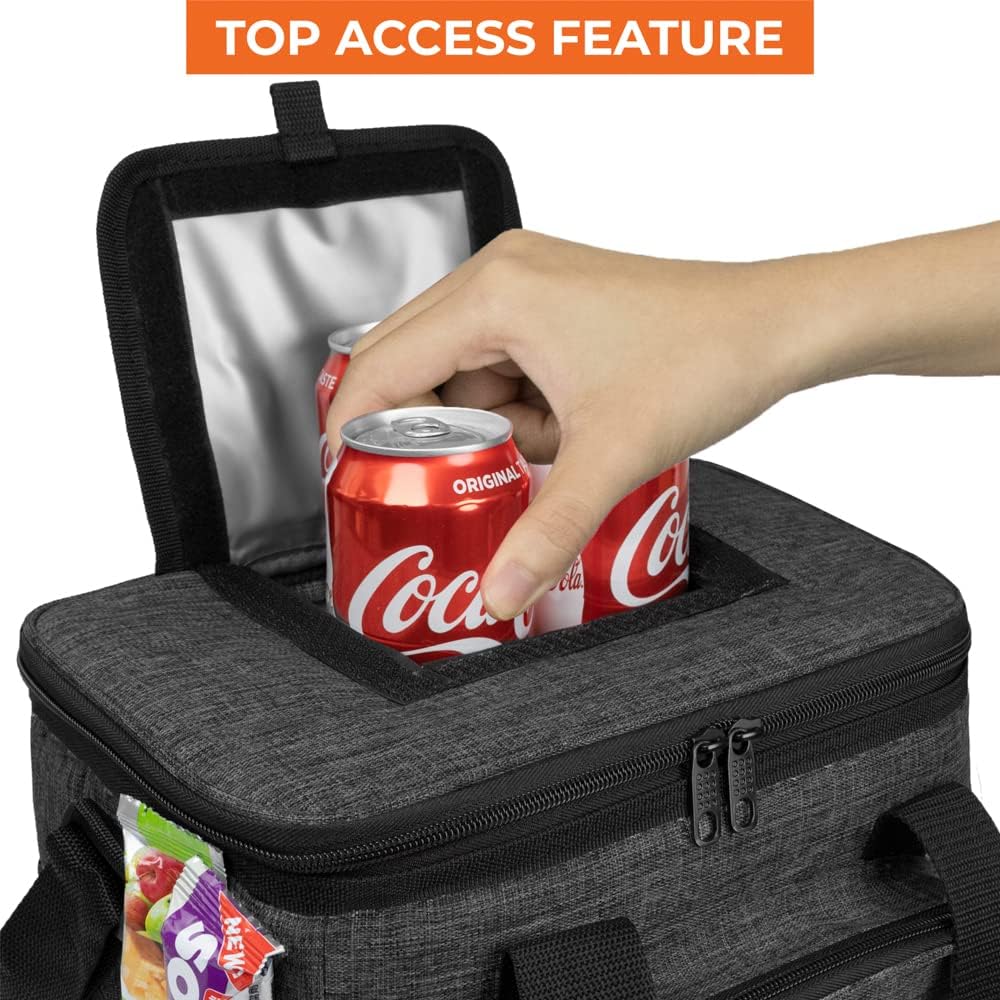 OPUX Soft Cooler Bag, Insulated Collapsible Lunch Cooler Bag for Men Work Camping Beach Travel, Portable Soft Sided Leakproof Waterproof Large Lunch Bag Box with Shoulder Strap 18 Cans, Charcoal Gray