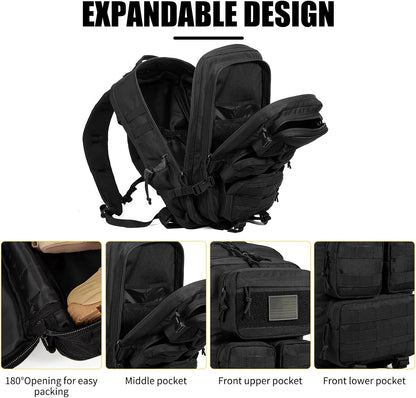 Tactical Backpack for Men, 40/50L Expandable Military Backpack, Waterproof MOLLE Hiking & Camping Rucksack, Assault Pack & Bug Out Bag for Outdoor, Work Backpack
