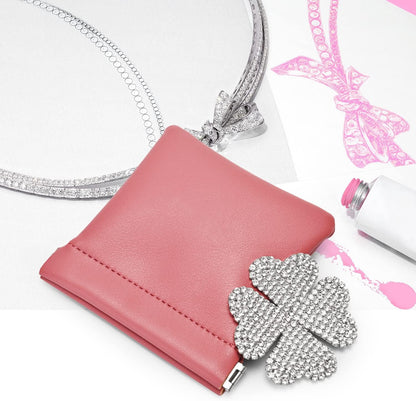 PU Leather Jewelry Travel Bag Leather Jewelry Pouch Christmas,Wedding Party Favor Gift Bag (L, Pink)