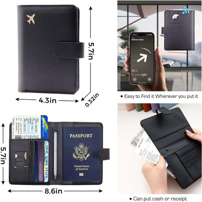 Melsbrinna Premium Leather Passport Holder Covers Case, Waterproof Rfid Blocking Travel Wallet Passport Holder with Pen Holder, Cute Passport Book for Women/Men