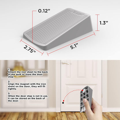 Premium Rubber Door Stop - Large Door Stopper Wedge,Anti-Slip Design, Automatically Fixed,Works On All Floor Types and Carpet Heavy Duty Door (2 Pack, Black)…