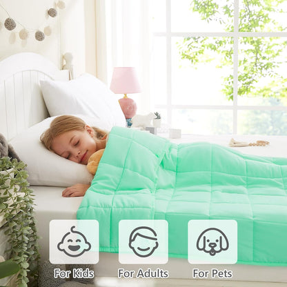 L'AGRATY Weighted Blanket - 40"x60" 7lbs Cooling Breathable Microfiber Material with Glass Beads Small Blanket for All-Season Summer Fall Winter Soft Thick