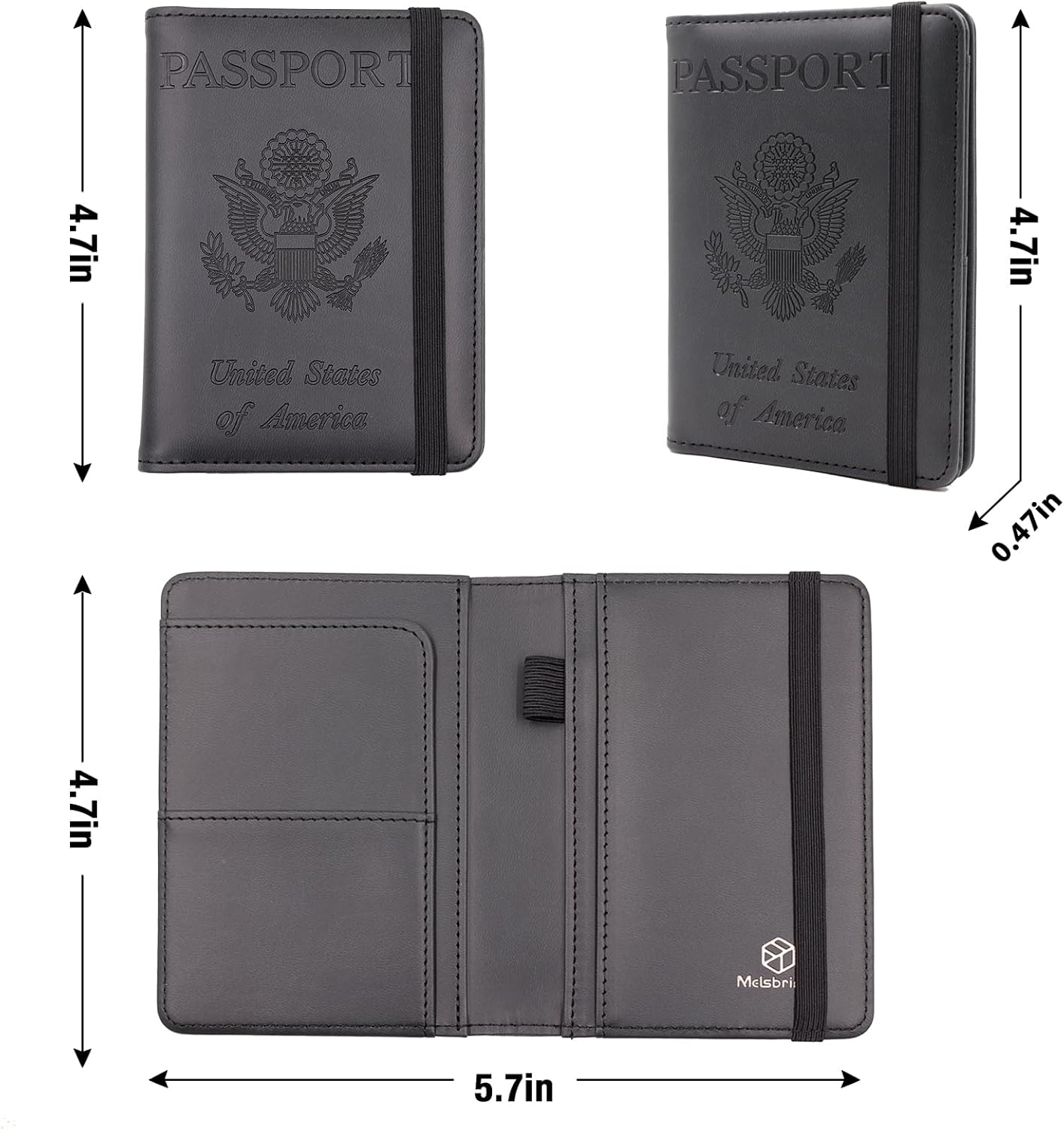 Melsbrinna Premium Leather Passport Holder Covers Case, Waterproof Rfid Blocking Travel Wallet Passport Holder with Pen Holder, Cute Passport Book for Women/Men