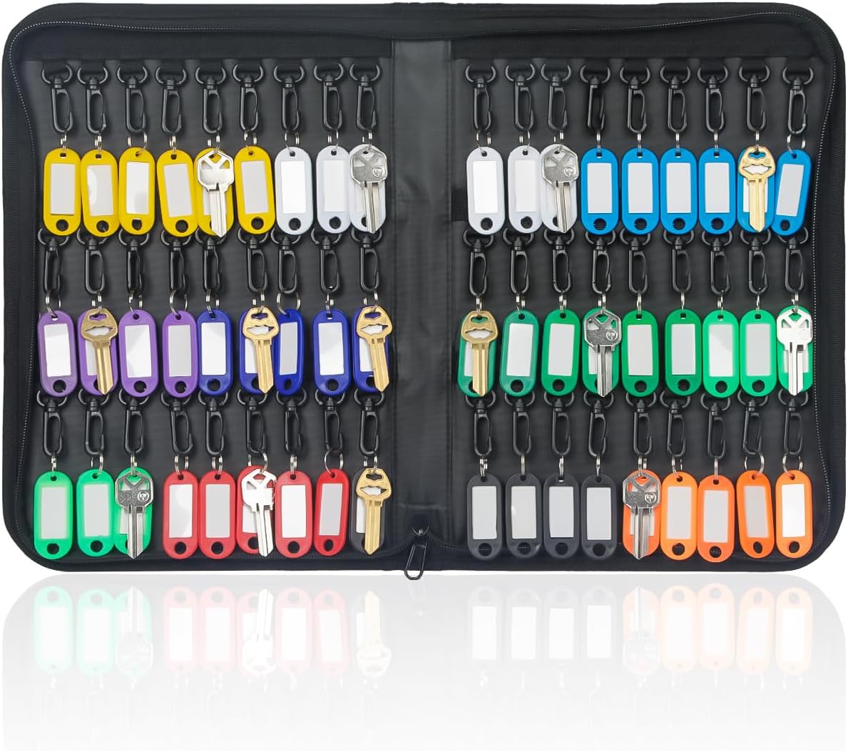 Uniclife Portable Zippered Key Case Waterproof and Fireproof Key Organizer with 54 Colorful Key Tags and Hooks Key Storage Book for Offices Real Estate Agencies Hotels and Rental Management