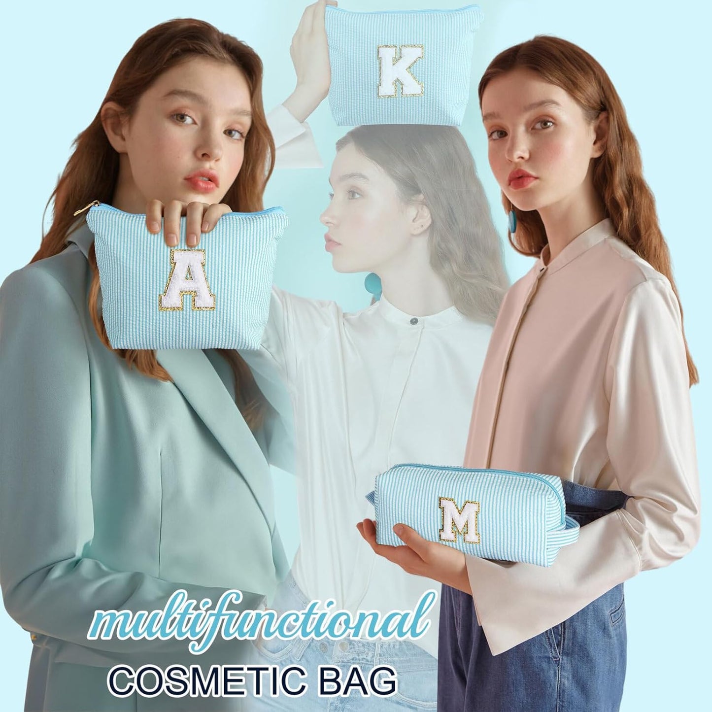 YOOLIFE Makeup Bag for Women - Personalized Initial Cute Makeup Pouch Make Up Case for Girlfriend Bridesmaid Wife | Cosmetic Travel Toiletry Bag for Friend Female | Birthday Gift for Her Mom Z