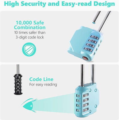 CL21AS 2.6 Inch Long Shackle Combination Lock, 4 Digit Combination Padlock Set Your own Combination for Gym Locker Lock, School, Gates, Doors, Toolbox, Hasps and Storage (Aqua Sky (L) *1)