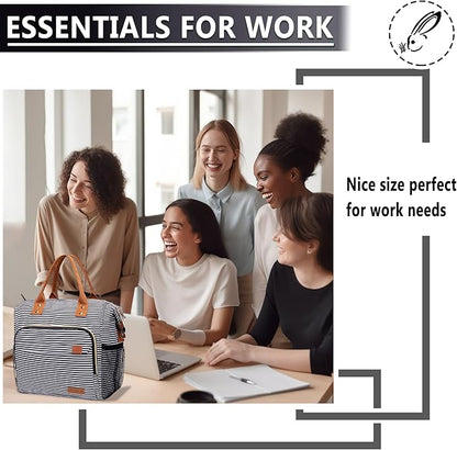TuErCao Lunch Bag Women Insulated Lunch Box for Work Leakproof Soft Cooler for Picnic Travel Road Trips, Loncheras para Mujer Adult, Stripes