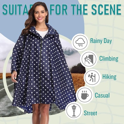 SaphiRose Unisex Rain Poncho Raincoat Hooded for Adults Women with Pockets