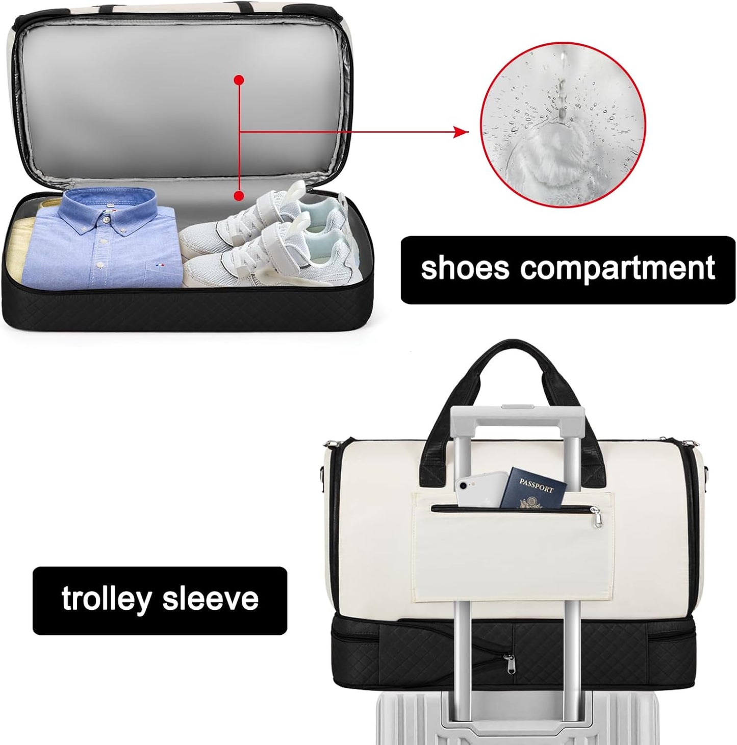 Convertible Travel Garment Bags - Carry On Garment Duffel Bag with Shoe Compartment Large Travel Garment Bag with Storage Bag Toiletry Bag 2 in 1 Hanging Suit Bag Weekender Bag for Women Men 3pcs Set