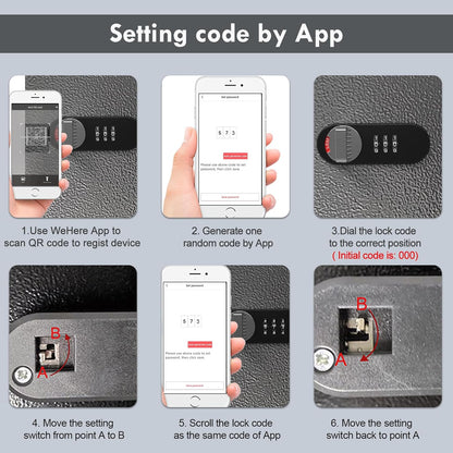 WeHere 32 Key Lock Box with Dual Lock, Combination & Key Unlock, Key Cabinet Wall Mount with Key Tag Label, Key Holder Storage Lockbox for Store, Office, Company, House, App Key Directory ERP