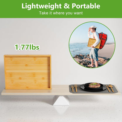 Bed Tray Table with Folding Legs,Bamboo Breakfast in Bed for Kitchen Serving Tray,Sofa,Eating,Used As Laptop Desk Snack Tray 2 Pack (Bamboo)