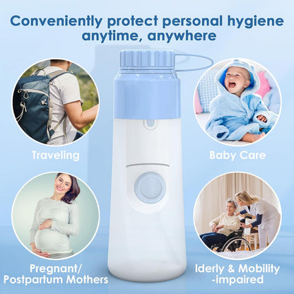 Portable Bidet for Travel – 350ml High Pressure Handheld Electric Portable Bidet - IPX7 Waterproof, Pocket-Sized Rechargeable Travel Budet Bottle for Women, Men & Baby - Personal Hygiene Cleaning