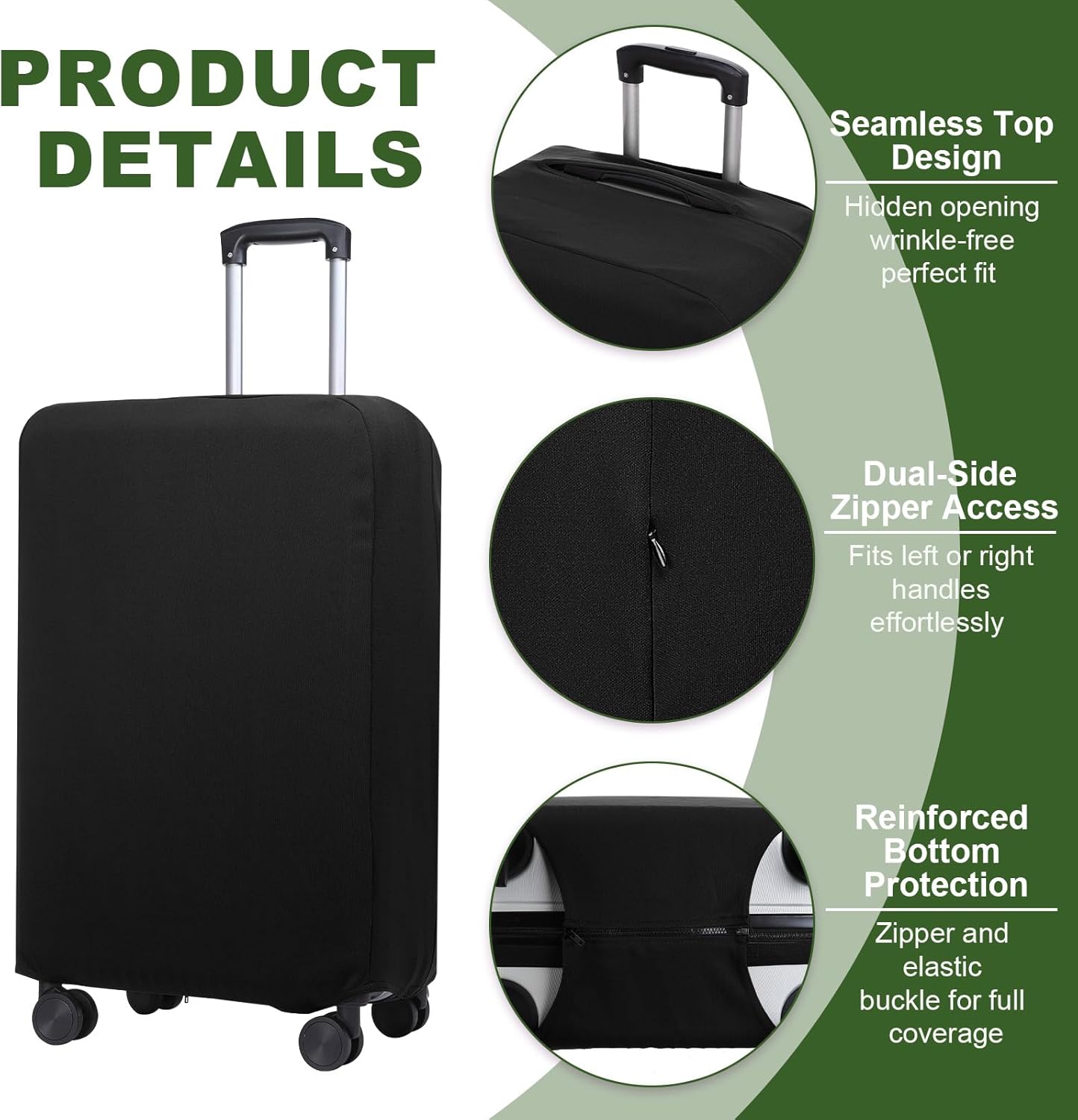 PATIKIL Luggage Cover, Suitcases Covers Elastic Carry on Cover Protector Washable Scratch-Resistant Fits 28-29 Inch Luggage for Travel Business Trips, Black