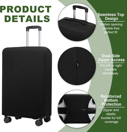 PATIKIL Luggage Cover, Suitcases Covers Elastic Carry on Cover Protector Washable Scratch-Resistant Fits 26-27 Inch Luggage for Travel Business Trips, Black