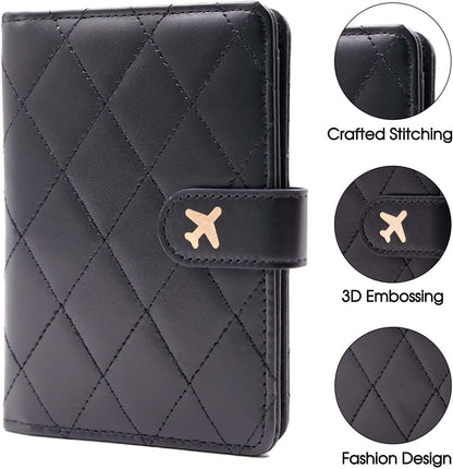 Melsbrinna Premium Leather Passport Holder Covers Case, Waterproof Rfid Blocking Travel Wallet Passport Holder with Pen Holder, Cute Passport Book for Women/Men
