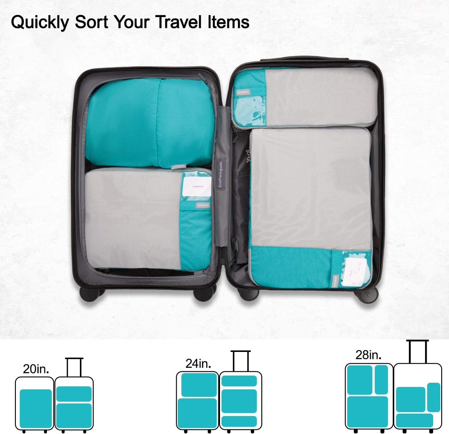 BAGSMART 6 Set Compression Packing Cubes - Lightweight Travel Essentials, Durable Luggage Organizer