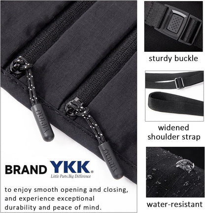 Crossbody Money Belt for Travel Women & Men Hidden, Travel Wallet Pouch - Slim Passport Holde, RFID Blocking Neck Wallet Under Clothes to Protect Cash, Credit Cards and Documents (KHAKI)