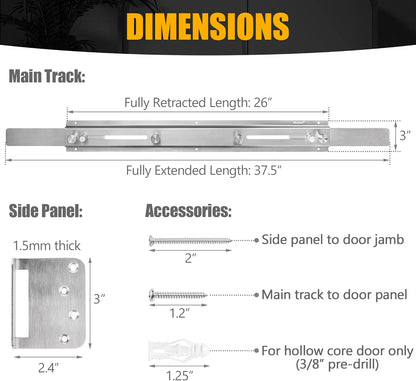 Door Barricade Bar with Door Hook Door Hanger (SUS) Patented Design for Security Reinforcement and Home Protection. Stop House Invasion and Intruder on Front Door, Bathroom and Bedroom. Childproof.