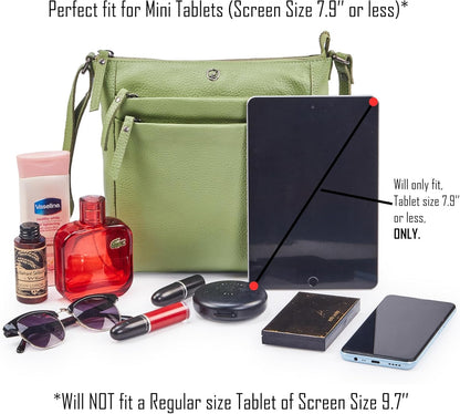 Small Soft Genuine Leather Crossbody Purse Women’s Sling Crossover Shoulder Travel Handbag with Triple Zipper