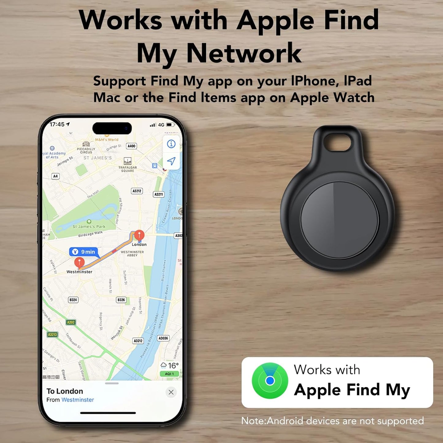 Bluetooth Tracker-Tag for Apple Find My (iOS Only), GPS Tracker with Replaceable Battery, Ideal as Keys, Luggage Tracker and Wallet Tracker, Suitable for Indoor & Outdoor Use,2-Pack (Black&White)