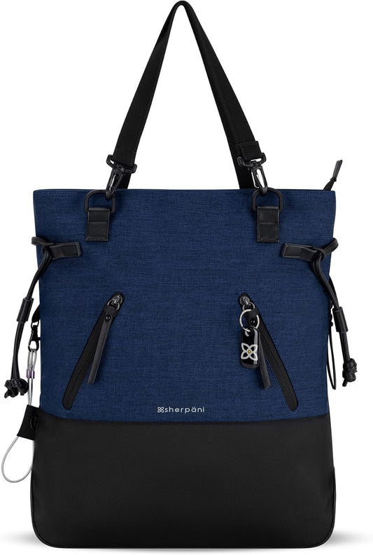 Sherpani Tempest, Anti-Theft Convertible Backpack, Teacher Tote Bag, Travel Backpack for Women, Fits 15 Inch Laptop (No Sleeve) (Indigo)