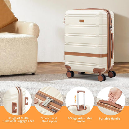 carry on Luggage Sets,20 Inch Expandable with TSA Lock Carry-on suitcases with spinner wheels,Hard Shell Travel Luggage airline approved (Pink, 3 Piece Sets (20/DB/TB))