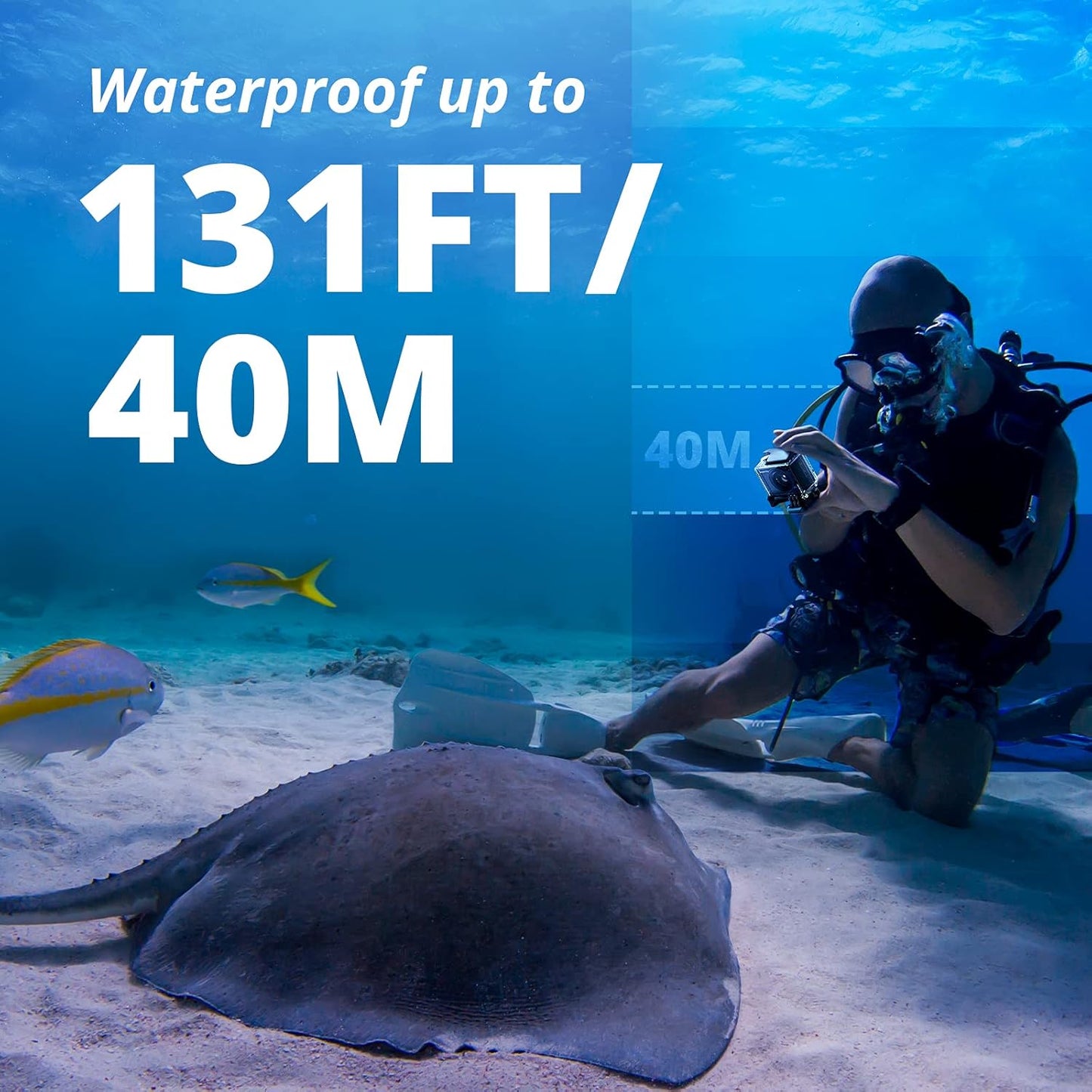 AKASO Brave 4 Pro Action Camera with Selfie Stick Tripod and Carrying Bag Bundle - 4K30 20MP Ultra Hd EIS 131ft Underwater Camera 5xZoom Touch Screen WiFi Remote Control with Helmet Accessories Kit